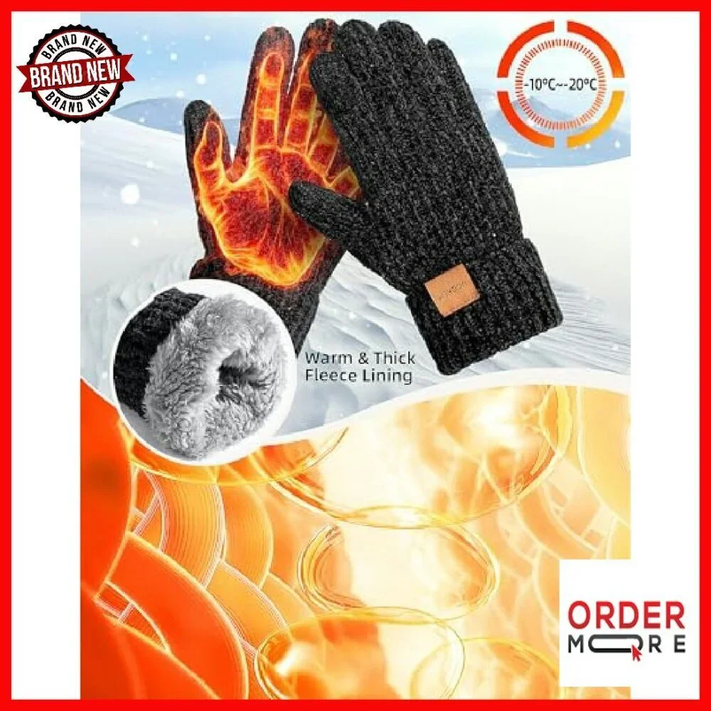 Women's Fleece Lined Touchscreen Winter Gloves - Chenille Warm